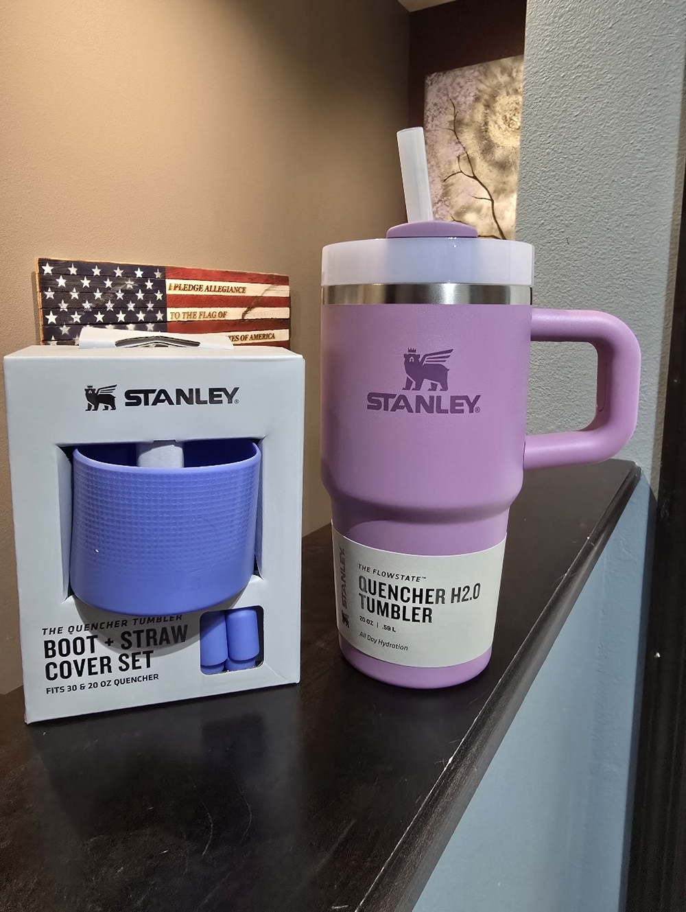 ❤️NeW SeT❤️ STANLEY 20oz QUENCHER INSULATED TUMBLER + BOOT + STRAW COVER LILAC